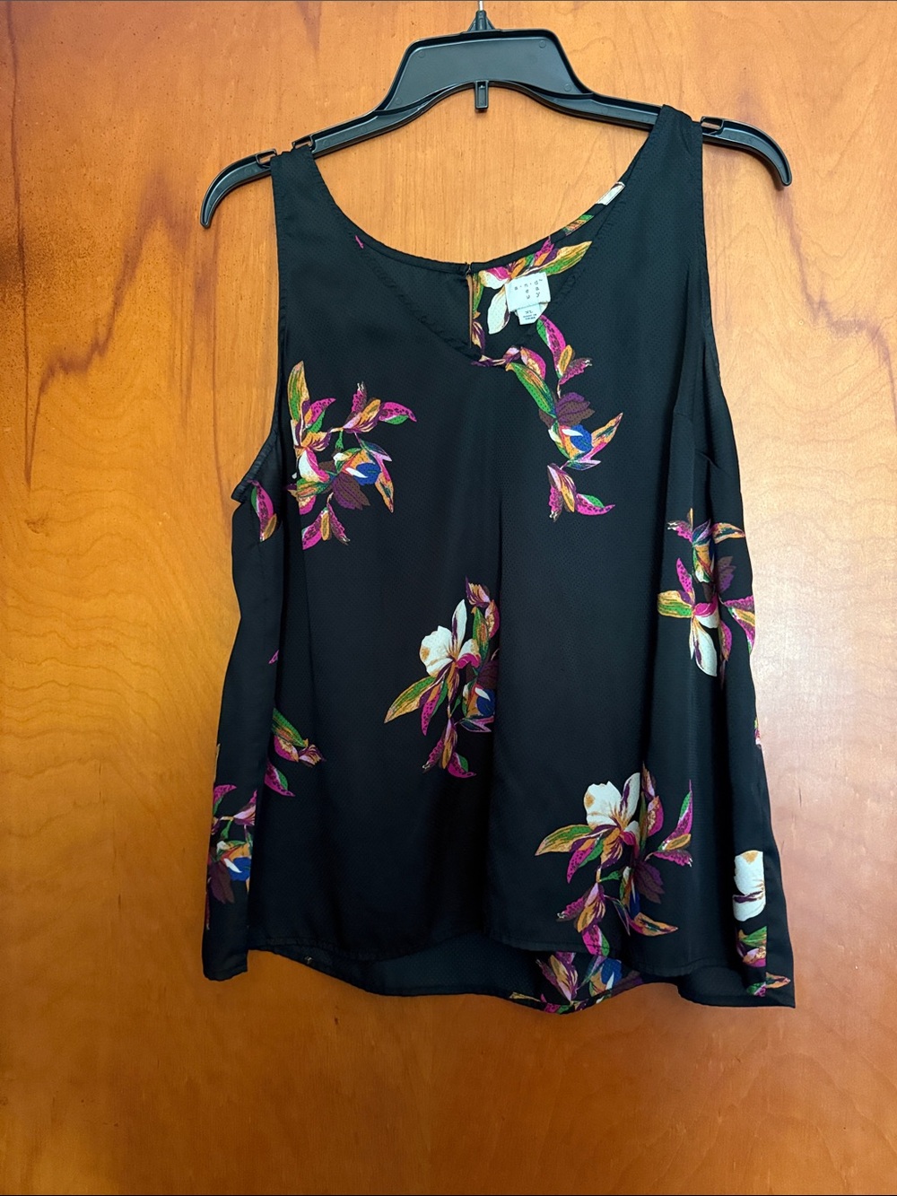 A New Day Women's Black Floral Tank Top